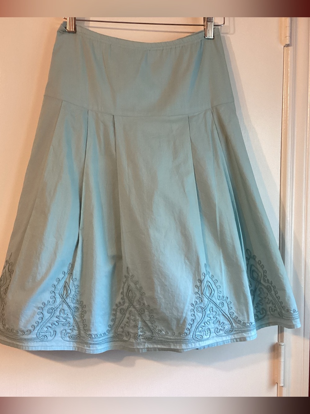 J. Jill Teal Embroidered Circle Skirt
